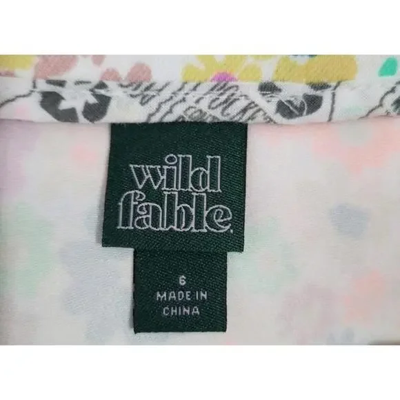 Wild Fable Colorful Floral Spring Easter Mini Skirt Front Slit Size 6 - Picture 5 of 5